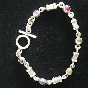 Sterling Silver (925)Bracelet with Multicolor Stones